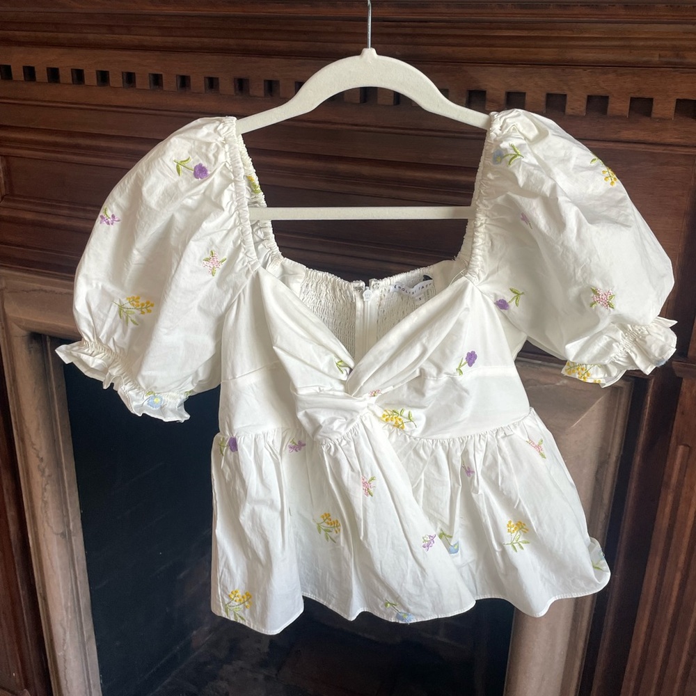 English Factory Floral Puff Sleeve Top Small